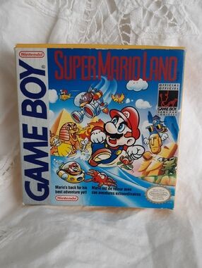 Nintendo Super Mario Land Game Boy Box Art — Blue, Red, Yellow